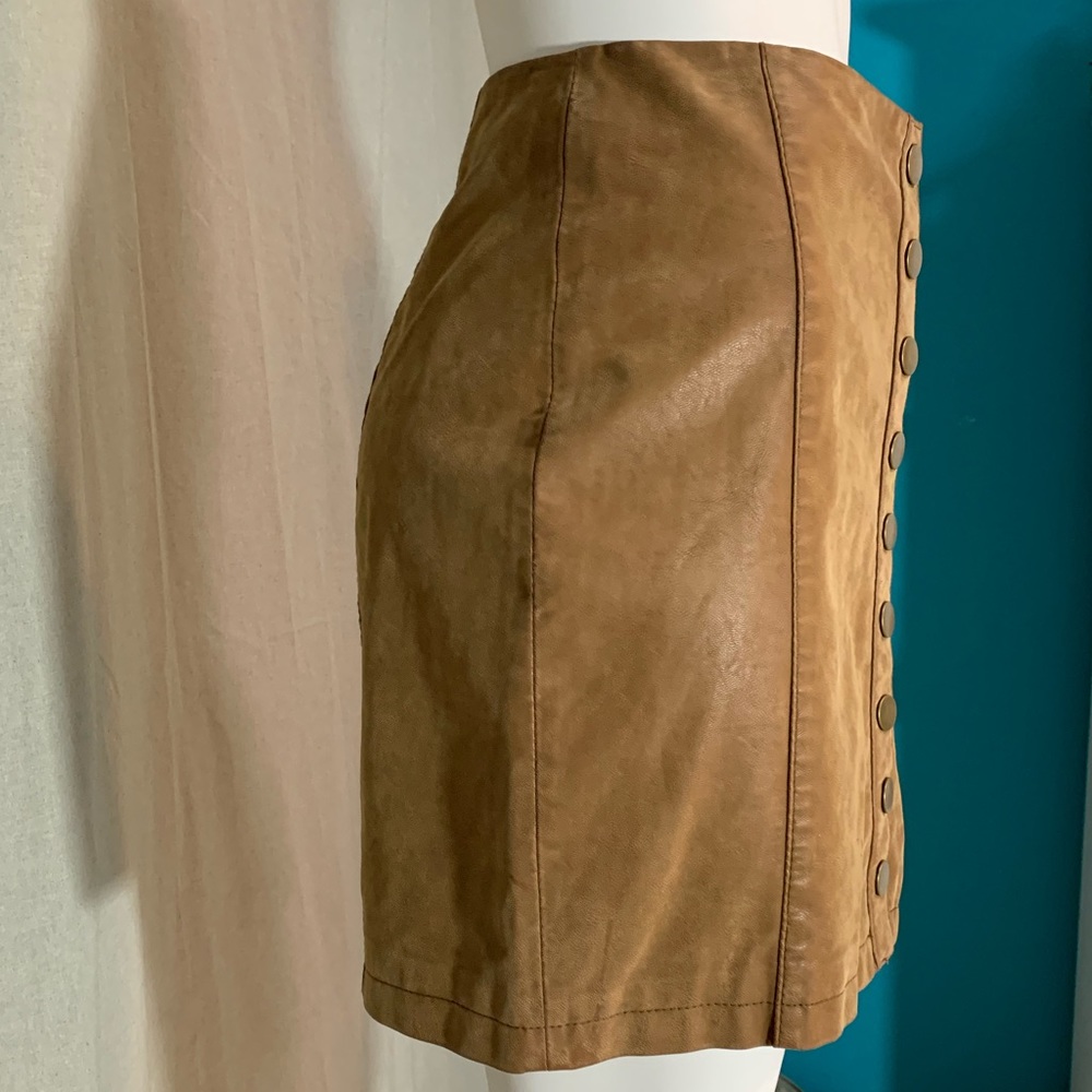 NWT Free People Faux Leather Button Up Skirt - Picture 6 of 7